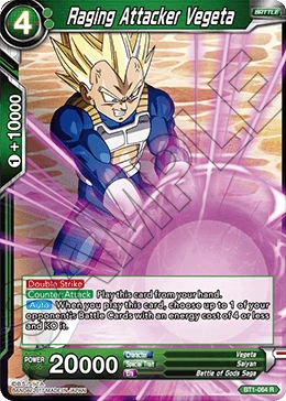 Raging Attacker Vegeta BT1-064 Dragon Ball Masters card