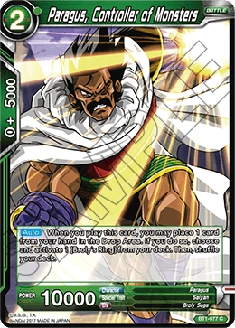 Paragus, Controller of Monsters BT1-077 card