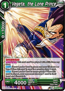 Vegeta, the Lone Prince BT10-068 card