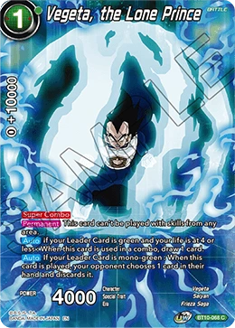 Vegeta, the Lone Prince BT10-068 Dragon Ball Masters card, Event