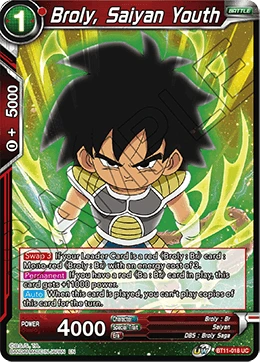 Broly, Saiyan Youth BT11-018 Dragon Ball Masters card