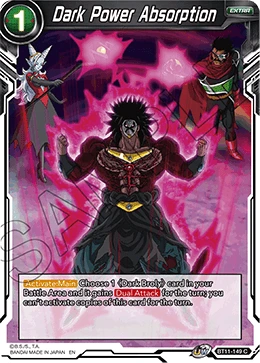 Dark Power Absorption BT11-149 Dragon Ball Masters card, Prerelease