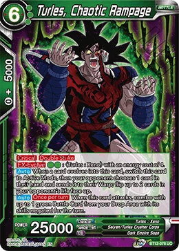 Turles, Chaotic Rampage BT12-078 Dragon Ball Masters card, Prerelease