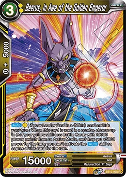 Beerus, in Awe of the Golden Emperor BT12-098 card