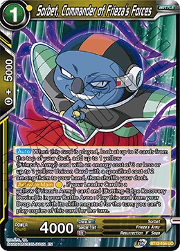 Sorbet, Commander of Frieza's Forces BT12-104 card