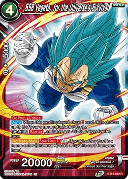 SSB Vegeta, for the Universe's Survival BT16-012 card