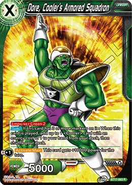 Dore, Cooler's Armored Squadron BT17-063 Dragon Ball Masters card, Prerelease