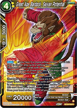 Great Ape Bardock, Saiyan Potential BT18-106 card