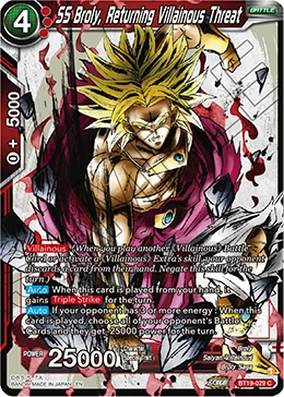 SS Broly, Returning Villainous Threat BT19-029 Dragon Ball Masters card