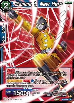 Gamma 1, New Hero BT19-063 card
