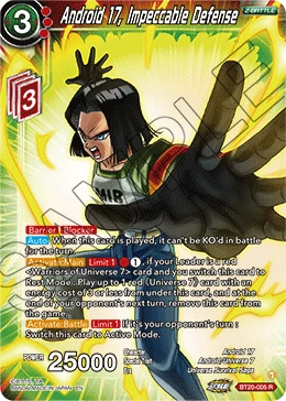 Android 17, Impeccable Defense BT20-005 Dragon Ball Masters card