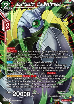 Koichiarator, the Masterwork BT20-007 Dragon Ball Masters card