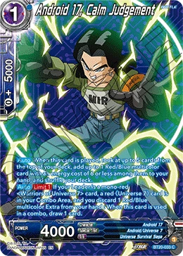 Android 17, Calm Judgement BT20-033 Dragon Ball Masters card, Silver Foil