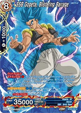 SSB Gogeta, Blistering Barrage BT20-034 Dragon Ball Masters card, Silver Foil