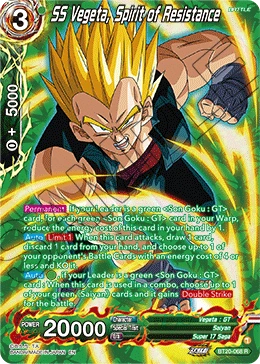 SS Vegeta, Spirit of Resistance BT20-068 Dragon Ball Masters card, Silver Foil