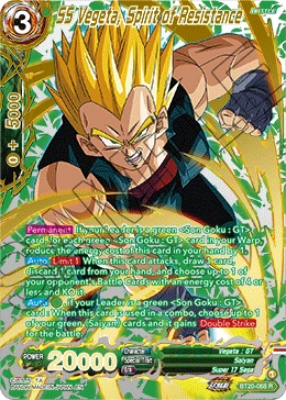 SS Vegeta, Spirit of Resistance BT20-068 Dragon Ball Masters card, Promo 2