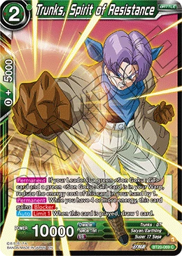 Trunks, Spirit of Resistance BT20-069 card