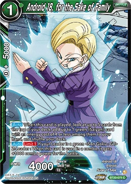 Android 18, for the Sake of Family BT20-071 card