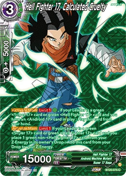 Hell Fighter 17, Calculated Cruelty BT20-075 Dragon Ball Masters card, Silver Foil