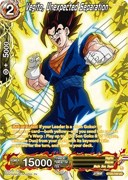 Vegito, Unexpected Separation BT20-100 Dragon Ball Masters card, Silver Foil