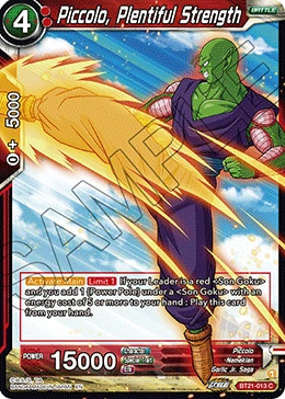 Piccolo, Plentiful Strength BT21-013 Dragon Ball Masters card