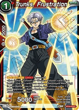 Trunks, Frustration BT23-018 Dragon Ball Masters card