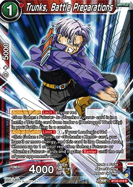 Trunks, Battle Preparations BT23-019 Dragon Ball Masters card