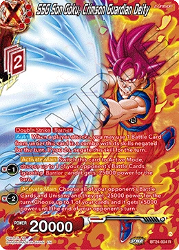 SSG Son Goku, Crimson Guardian Deity BT24-004 Dragon Ball Masters card, Promo