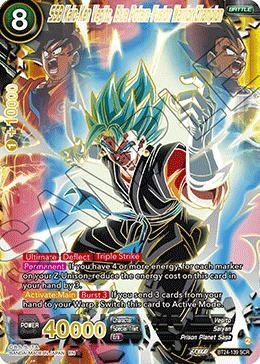SSB Kaio-Ken Vegito, Blue Potara-Fusion Warrior Champion BT24-139 Dragon Ball Masters card, Gold Stamped