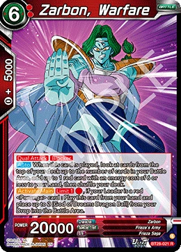 Zarbon, Warfare BT28-021 Dragon Ball Masters card