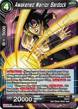 Awakened Warrior Bardock BT3-110 Dragon Ball Masters card, BD