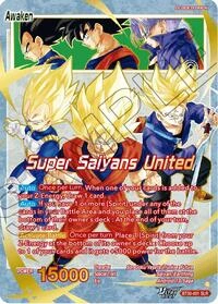 Son Goku, Vegeta, & Trunks BT30-001 Dragon Ball Masters card, Variant 1