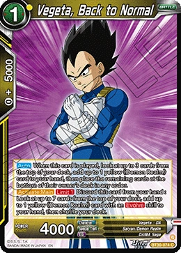 Vegeta, Back to Normal BT30-074 card