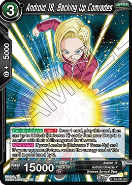 Android 18, Backing Up Comrades BT30-093 Dragon Ball Masters card