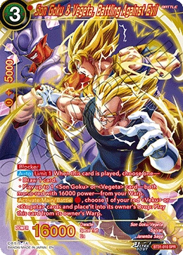 Son Goku & Vegeta, Battling Against Evil BT31-010 Dragon Ball Masters card, Promo