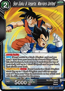 Son Goku & Vegeta, Warriors United BT31-088 card