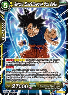 Abrupt Breakthrough Son Goku BT4-076 card