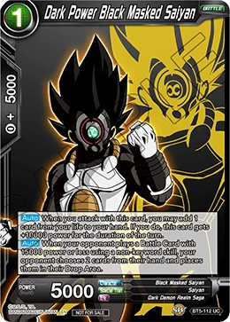 Dark Power Black Masked Saiyan BT5-112 Dragon Ball Masters card, Event