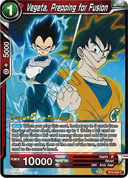 Vegeta, Prepping for Fusion BT6-009_PR card