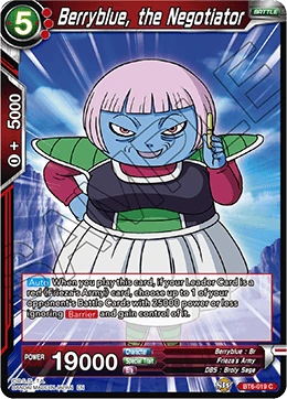 Berryblue, the Negotiator BT6-019 Dragon Ball Masters card, Prerelease