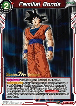 Familial Bonds BT7-021 Dragon Ball Masters card, Promo