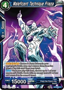 Maleficent Technique Frieza BT8-035 Dragon Ball Masters card, Prerelease
