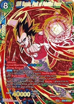 SS4 Vegeta, Peak of Primitive Power BT8-136 Dragon Ball Masters card, Gold Stamped
