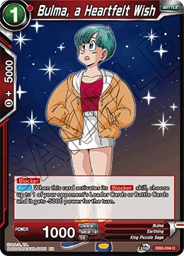 Bulma, a Heartfelt Wish DB3-004 card