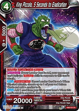 King Piccolo, 5 Seconds to Eradication DB3-014 card