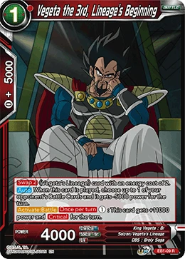 Vegeta the 3rd, Lineage's Beginning EB1-09 card