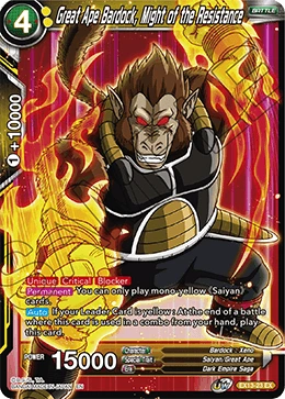 Great Ape Bardock, Might of the Resistance EX13-23 card