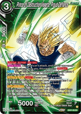 Prince of Destruction Vegeta, Proud Defiance EX21-09 card
