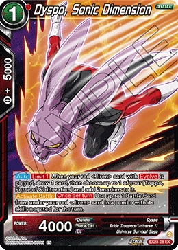 Dyspo, Sonic Dimension EX23-08 Dragon Ball Masters card