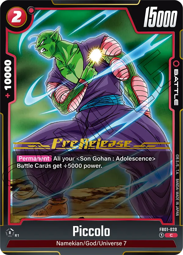 Piccolo FB01-020 Dragon Ball Fusion World card, Prerelease